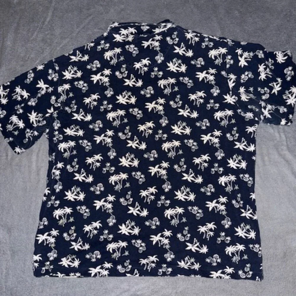Y2K Polo Ralph Lauren Hawaiian Polo Men’s XL Navy Tropical Palm Tree 100% Cotton
